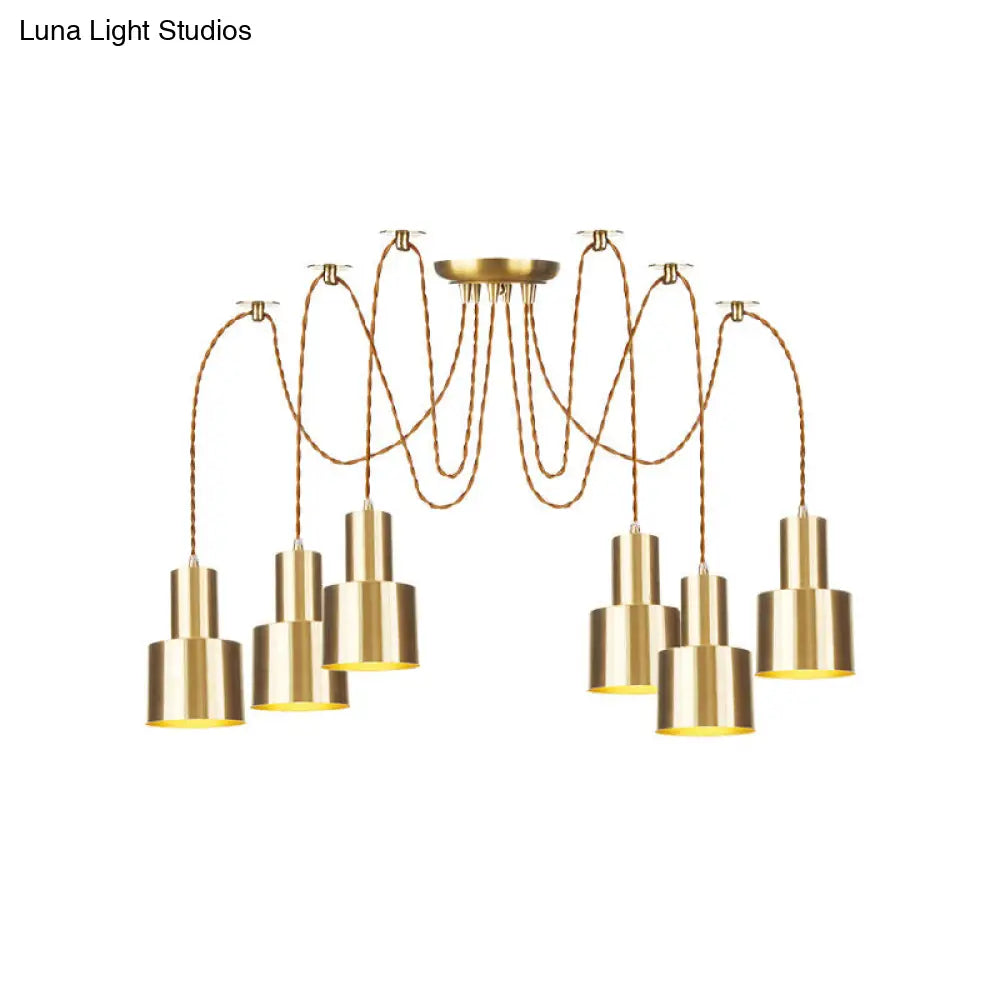 Industrial Metal Multi Pendant Light with Gold Finish - Tubular Living Room Ceiling Lamp (2/3/4-Light)