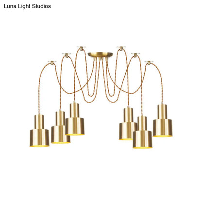 Industrial Metal Multi Pendant Light with Gold Finish - Tubular Living Room Ceiling Lamp (2/3/4-Light)