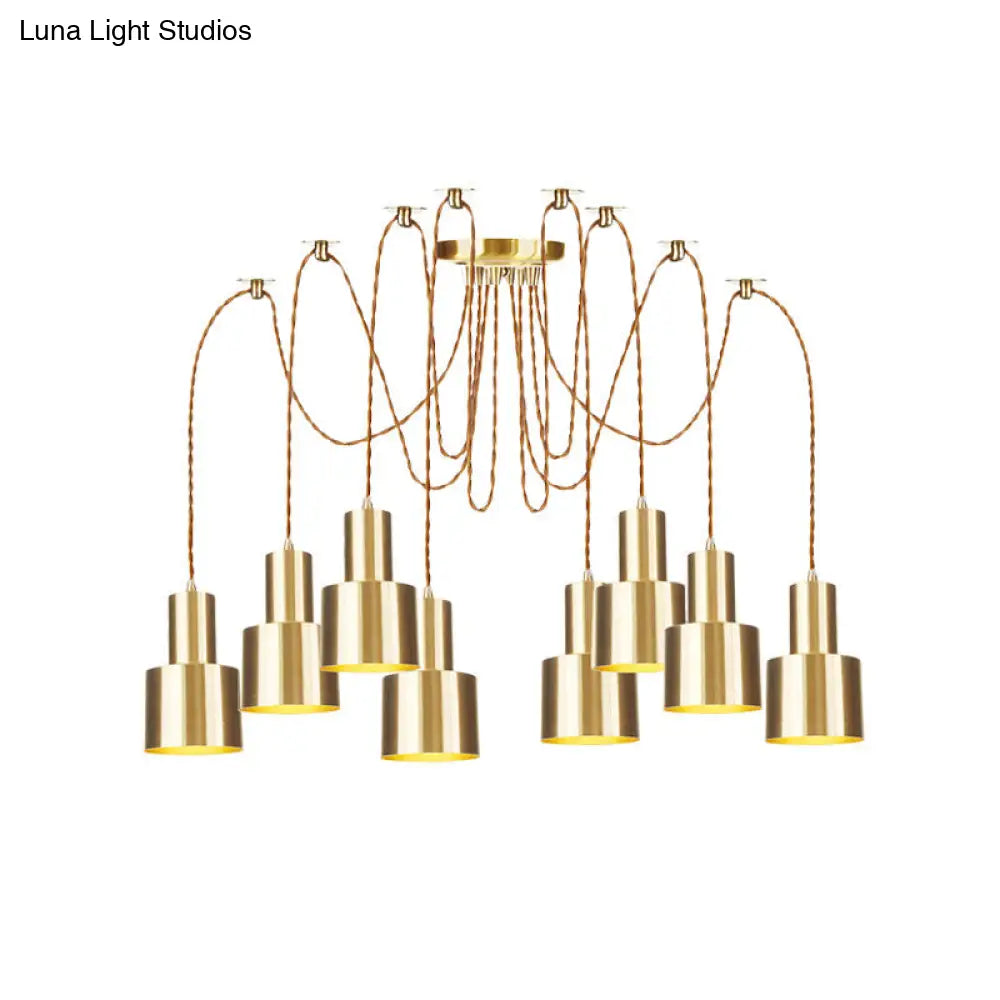 Industrial Metal Multi Pendant Light with Gold Finish - Tubular Living Room Ceiling Lamp (2/3/4-Light)