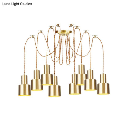 Industrial Metal Multi Pendant Light with Gold Finish - Tubular Living Room Ceiling Lamp (2/3/4-Light)