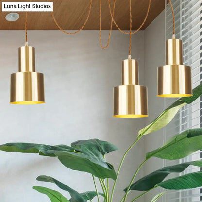 Industrial Metal Multi Pendant Light with Gold Finish - Tubular Living Room Ceiling Lamp (2/3/4-Light)