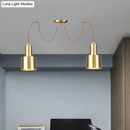 Industrial Metal Multi Pendant Light with Gold Finish - Tubular Living Room Ceiling Lamp (2/3/4-Light)