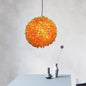 Industrial Metal Orange Hanging Light: Spherical 1-Light LED Ceiling Lamp for Restaurants - 12"/14"/16" Diameter