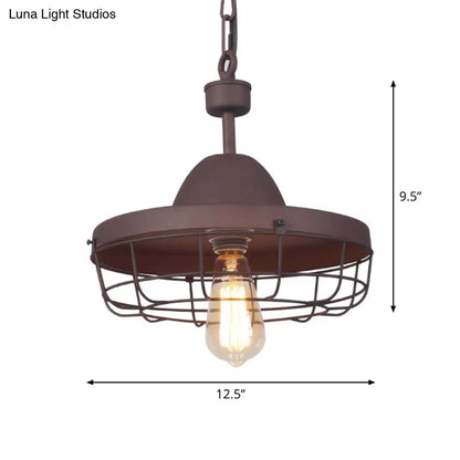 Industrial Metal Pendant Ceiling Lamp: Single-Shade Suspension Lighting for Bistro