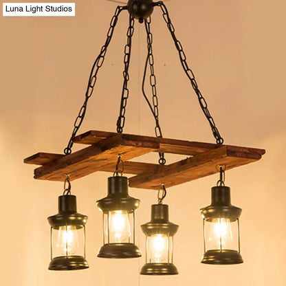 Lámpara colgante industrial de metal - Aplique de comedor con jaula y 3 luces colgantes negras