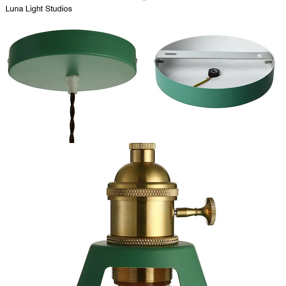 Industrial Metal Pendant Lamp: Stylish 1-Light Ceiling Light for Living Room with Plug-In Cord - Green Barn Design