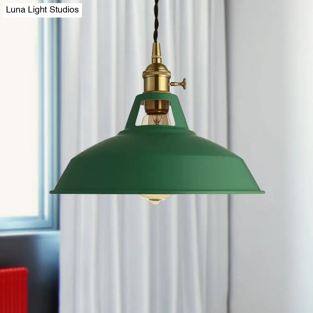 Industrial Metal Pendant Lamp: Stylish 1-Light Ceiling Light for Living Room with Plug-In Cord - Green Barn Design