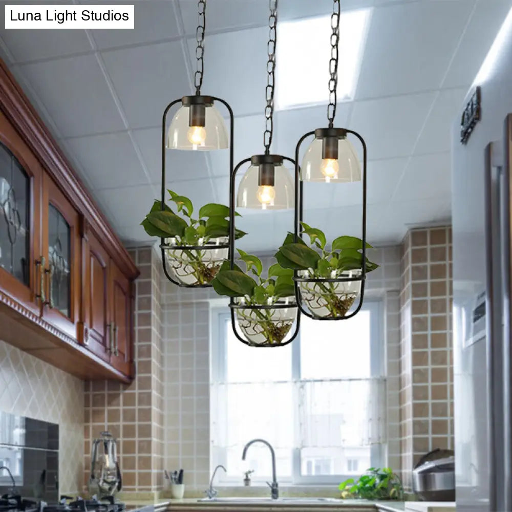 Industrial Metal Pendant Light with Clustered Black/White Rectangular Shape and Multiple Heads for Restaurants