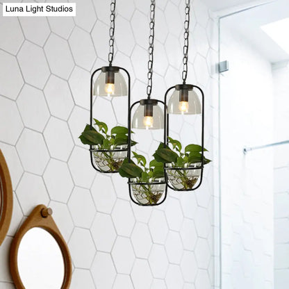 Industrial Metal Pendant Light with Clustered Black/White Rectangular Shape and Multiple Heads for Restaurants