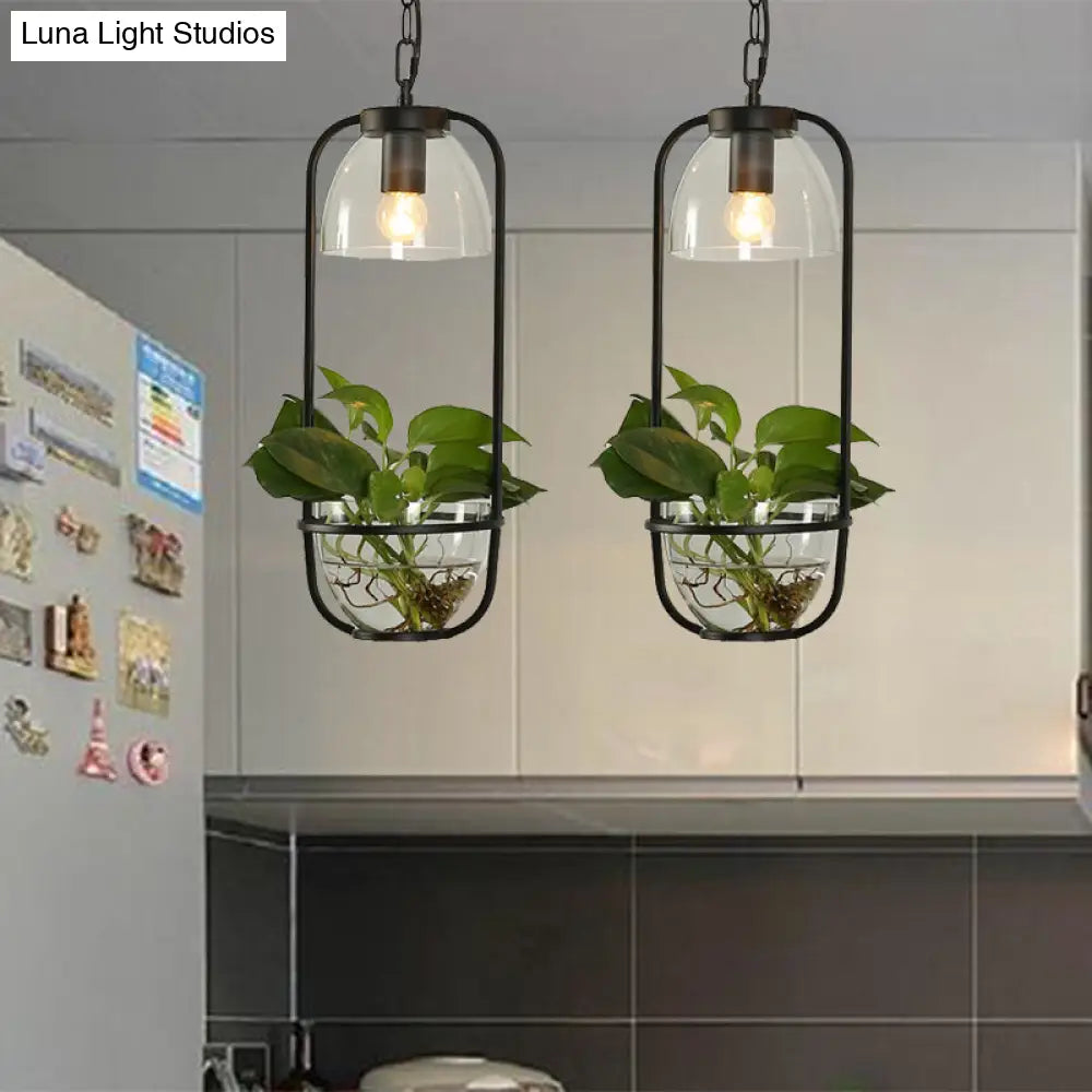 Industrial Metal Pendant Light with Clustered Black/White Rectangular Shape and Multiple Heads for Restaurants