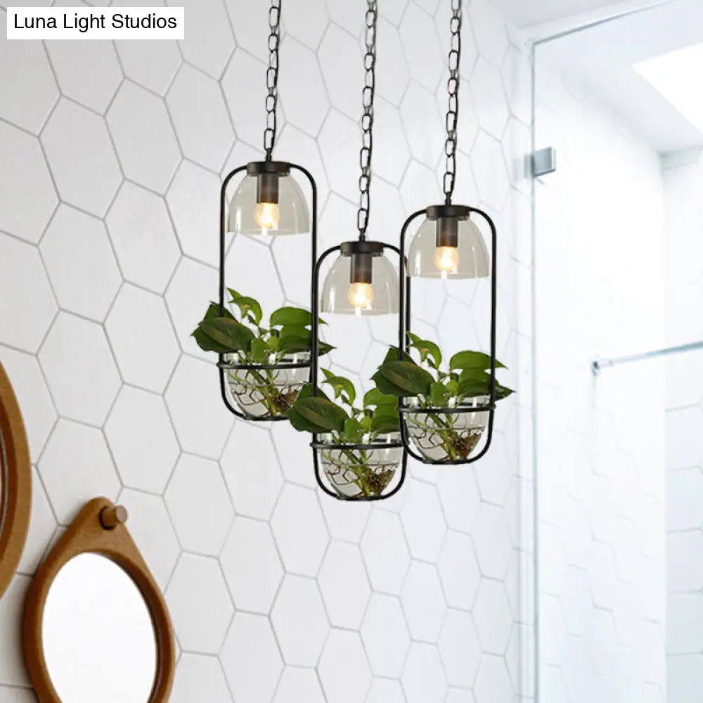 Industrial Metal Pendant Light with Clustered Black/White Rectangular Shape and Multiple Heads for Restaurants