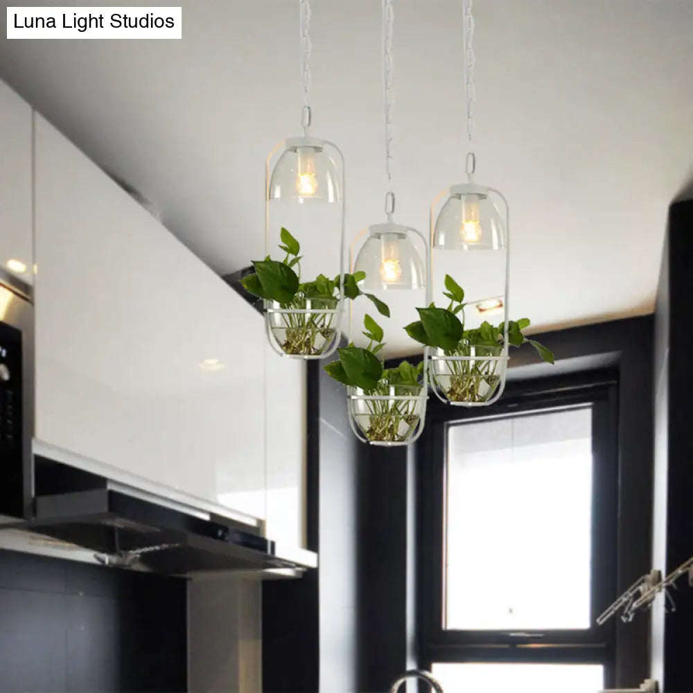 Industrial Metal Pendant Light with Clustered Black/White Rectangular Shape and Multiple Heads for Restaurants