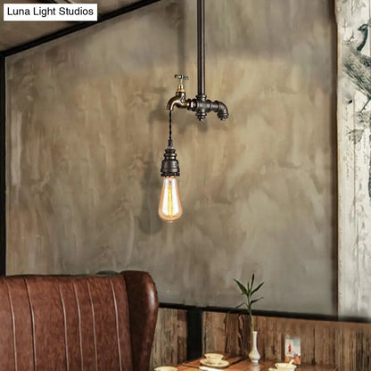 Industrial Metal Pendant Light with Exposed Bulb for Dining Room