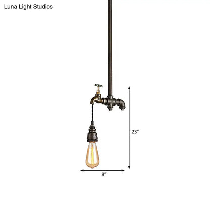 Industrial Metal Pendant Light with Exposed Bulb for Dining Room