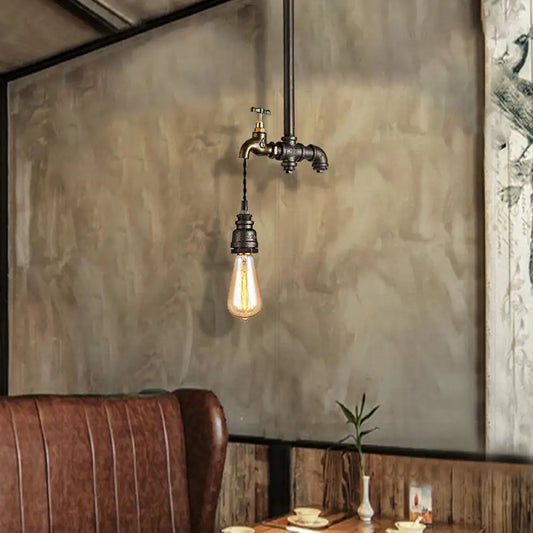 Industrial Metal Pendant Light with Exposed Bulb for Dining Room