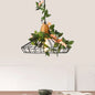 Industrial Metal Pendant Light with LED Plant Suspension - White