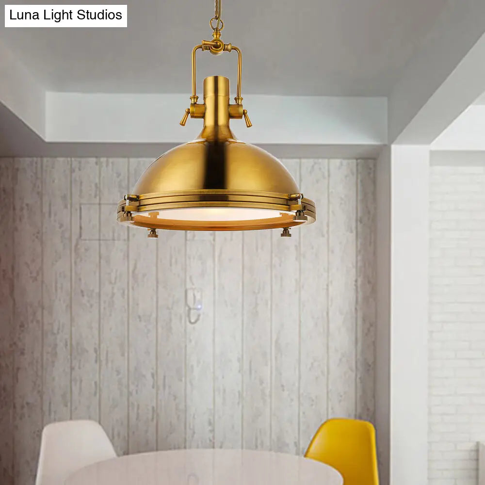 Industrial Metal Pendant Lighting with Antique Brass/Copper Finish and Frosted Diffuser