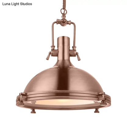 Industrial Metal Pendant Lighting with Antique Brass/Copper Finish and Frosted Diffuser