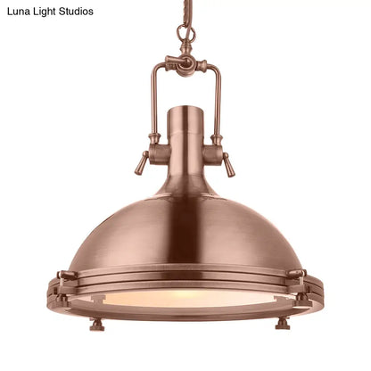 Industrial Metal Pendant Lighting with Antique Brass/Copper Finish and Frosted Diffuser