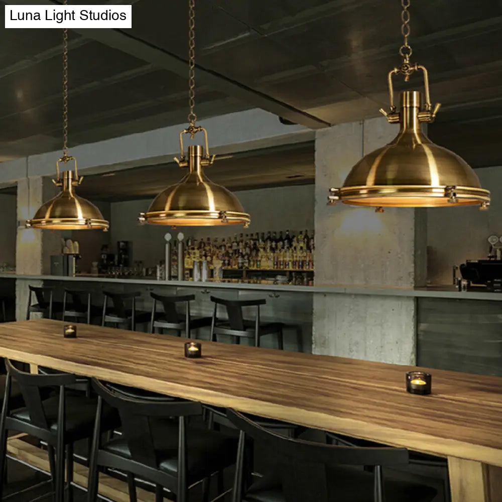 Industrial Metal Pendant Lighting with Antique Brass/Copper Finish and Frosted Diffuser