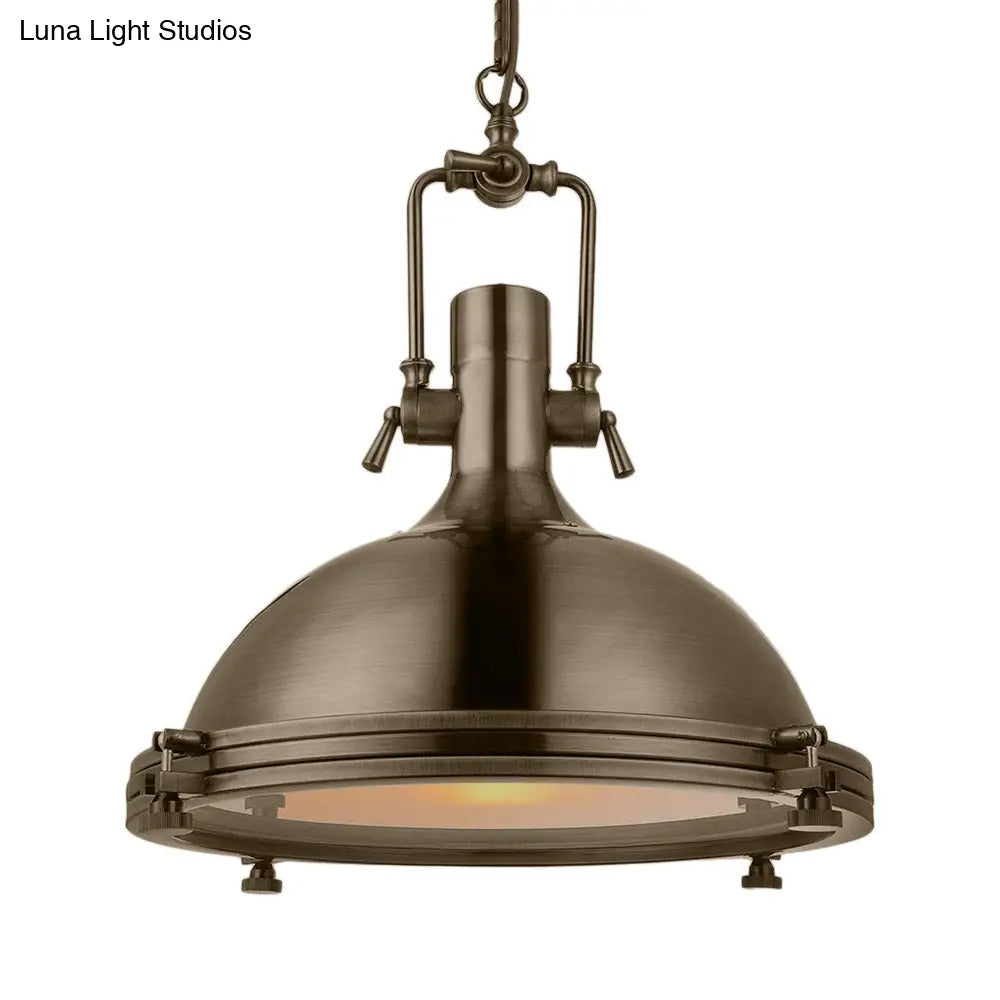 Industrial Metal Pendant Lighting with Antique Brass/Copper Finish and Frosted Diffuser