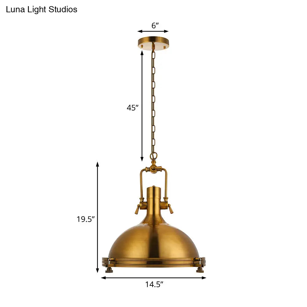 Industrial Metal Pendant Lighting with Antique Brass/Copper Finish and Frosted Diffuser