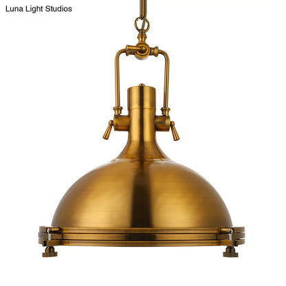 Industrial Metal Pendant Lighting with Antique Brass/Copper Finish and Frosted Diffuser