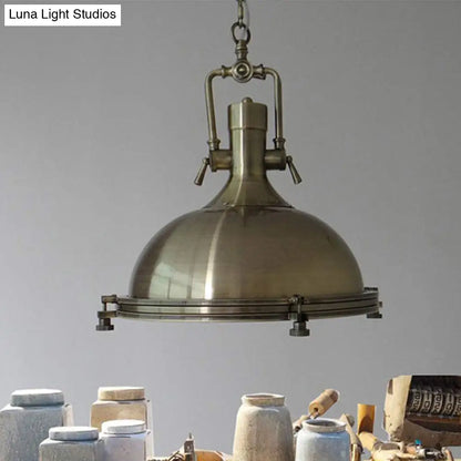 Industrial Metal Pendant Lighting with Antique Brass/Copper Finish and Frosted Diffuser