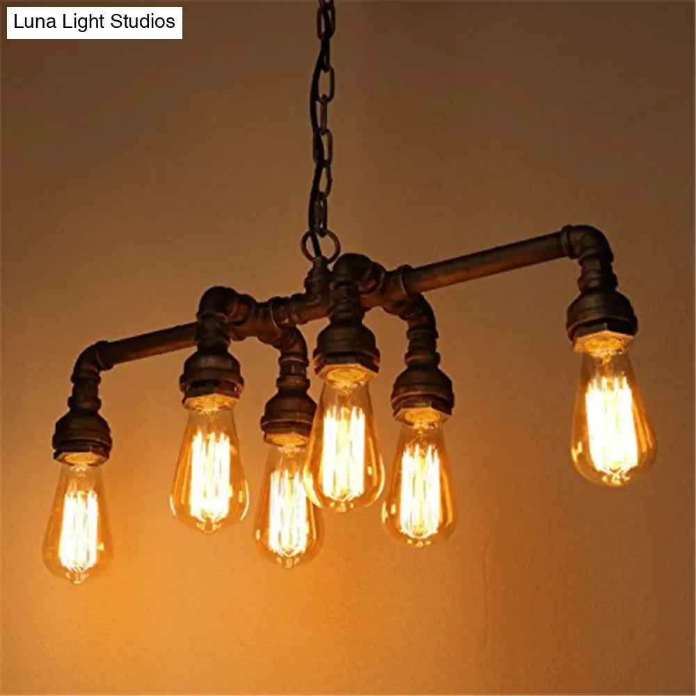 DecorBites™ Industrial Metal Pipe Pendant: 6-Light Ceiling Lamp for Dining Room