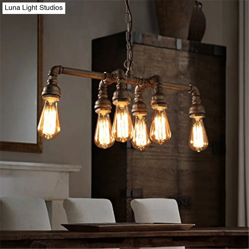 DecorBites™ Industrial Metal Pipe Pendant: 6-Light Ceiling Lamp for Dining Room
