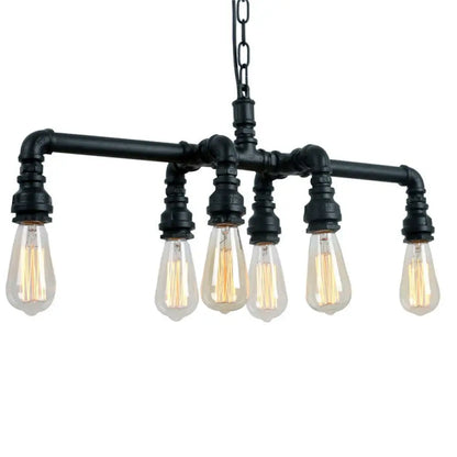 DecorBites™ Industrial Metal Pipe Pendant: 6-Light Ceiling Lamp for Dining Room