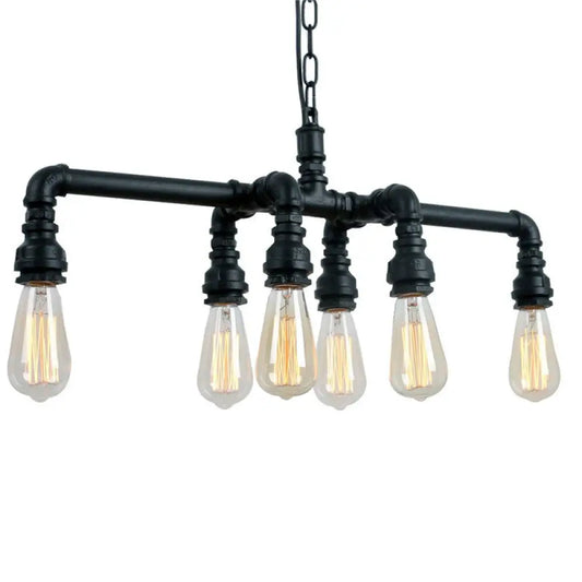 DecorBites™ Industrial Metal Pipe Pendant: 6-Light Ceiling Lamp for Dining Room