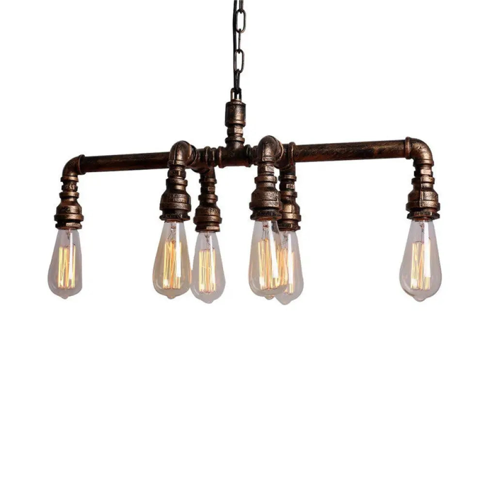 DecorBites™ Industrial Metal Pipe Pendant: 6-Light Ceiling Lamp for Dining Room