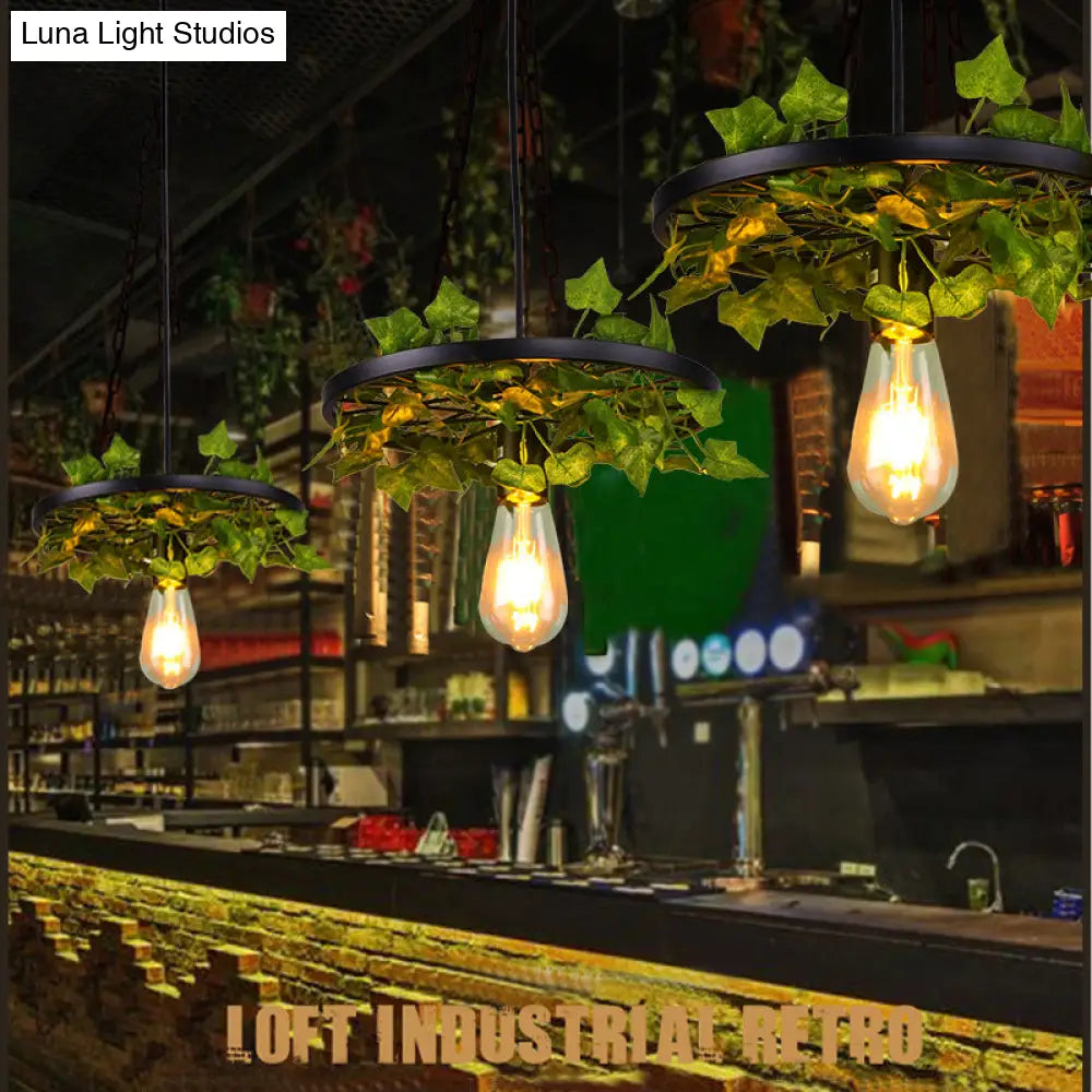 Industrial Metal Plant LED Pendant Lamp - Green, 1 Head Ceiling Light for Restaurants