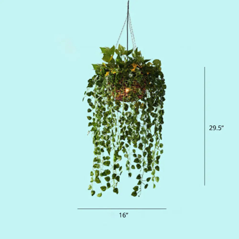 Industrial Metal Restaurant Chandelier with Artificial Plants - Suspended Lighting