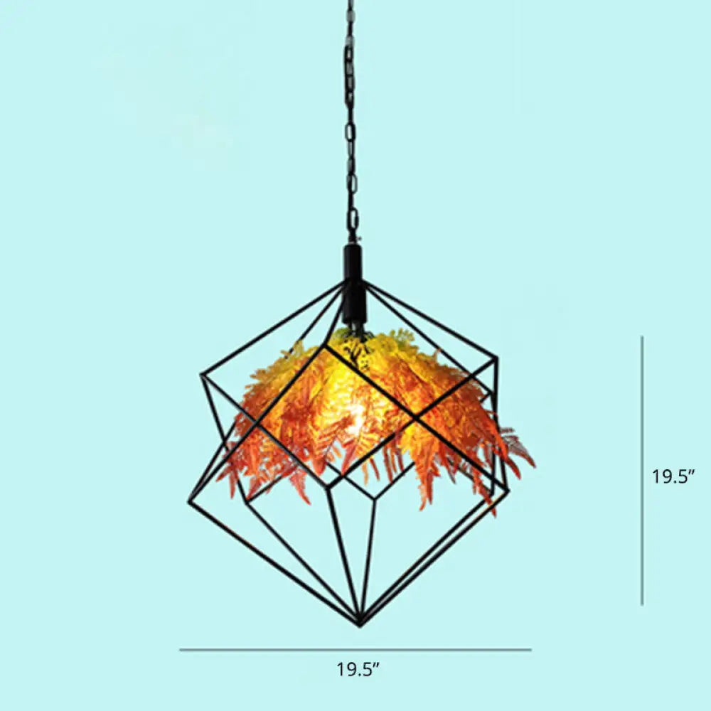 Industrial Metal Restaurant Chandelier with Artificial Plants - Suspended Lighting