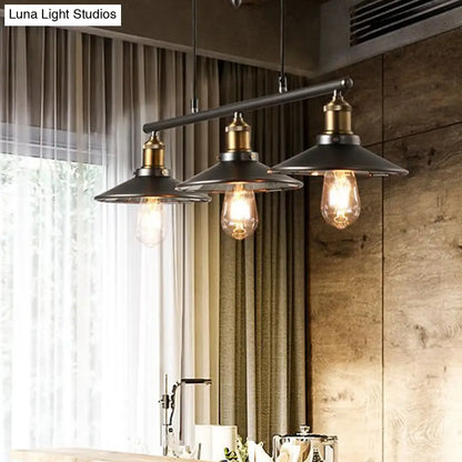 DecorBites™ Industrial Metal Saucer Foyer Island Light with Pulley - 3 Black Hanging Lights