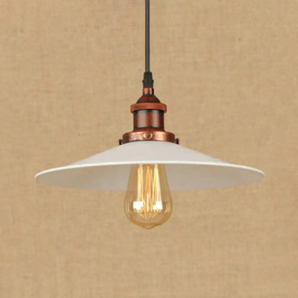 Industrial Metal Suspension Lamp with Saucer Shade - Rust/Chrome Finish, 1 Bulb Pendant Light for Kitchen - 8.5"/10" Width