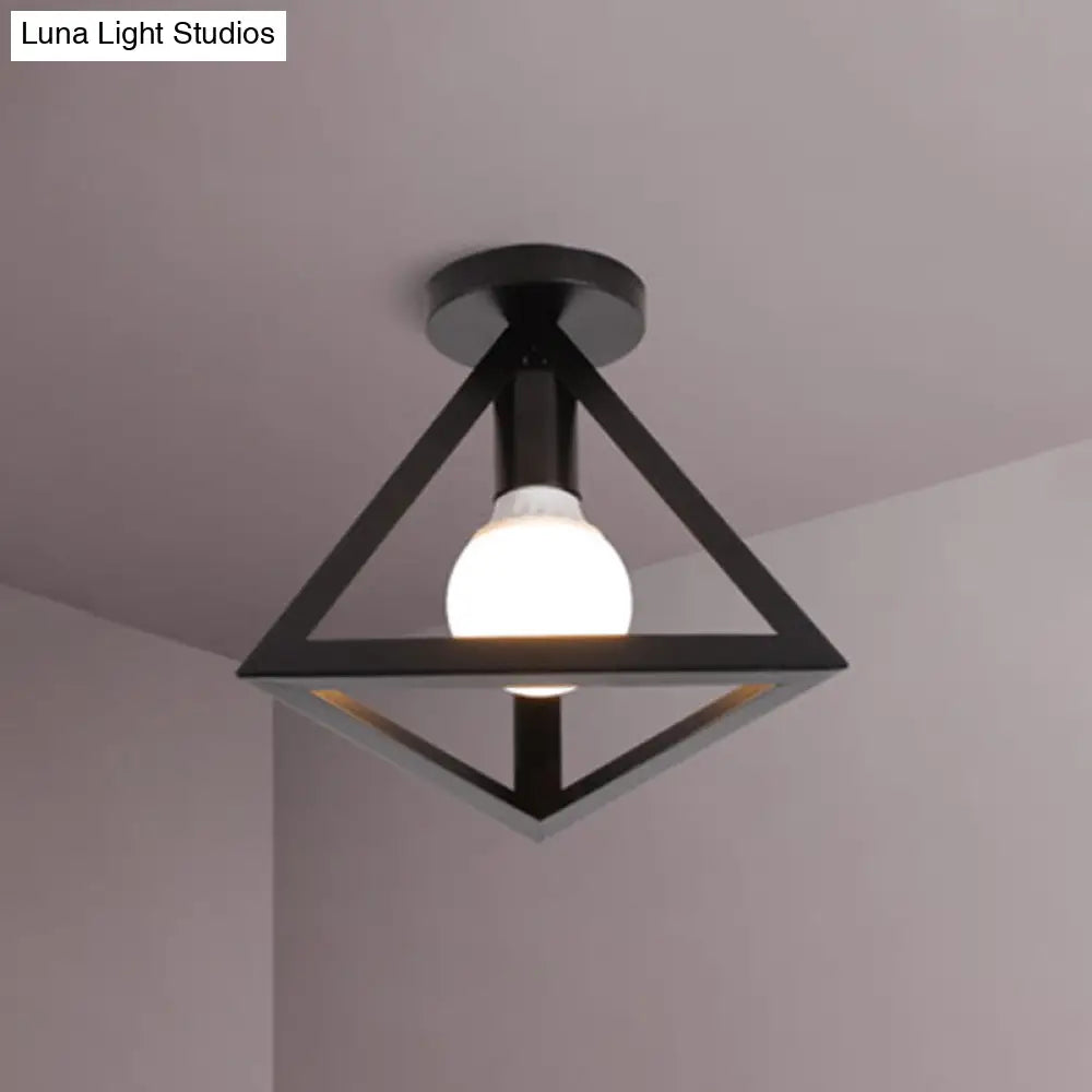 DecorBites™ DecorBites™ Industrial Metal Triangular Semi Flush Ceiling Light Fixture - 1 Head Aisle Mount