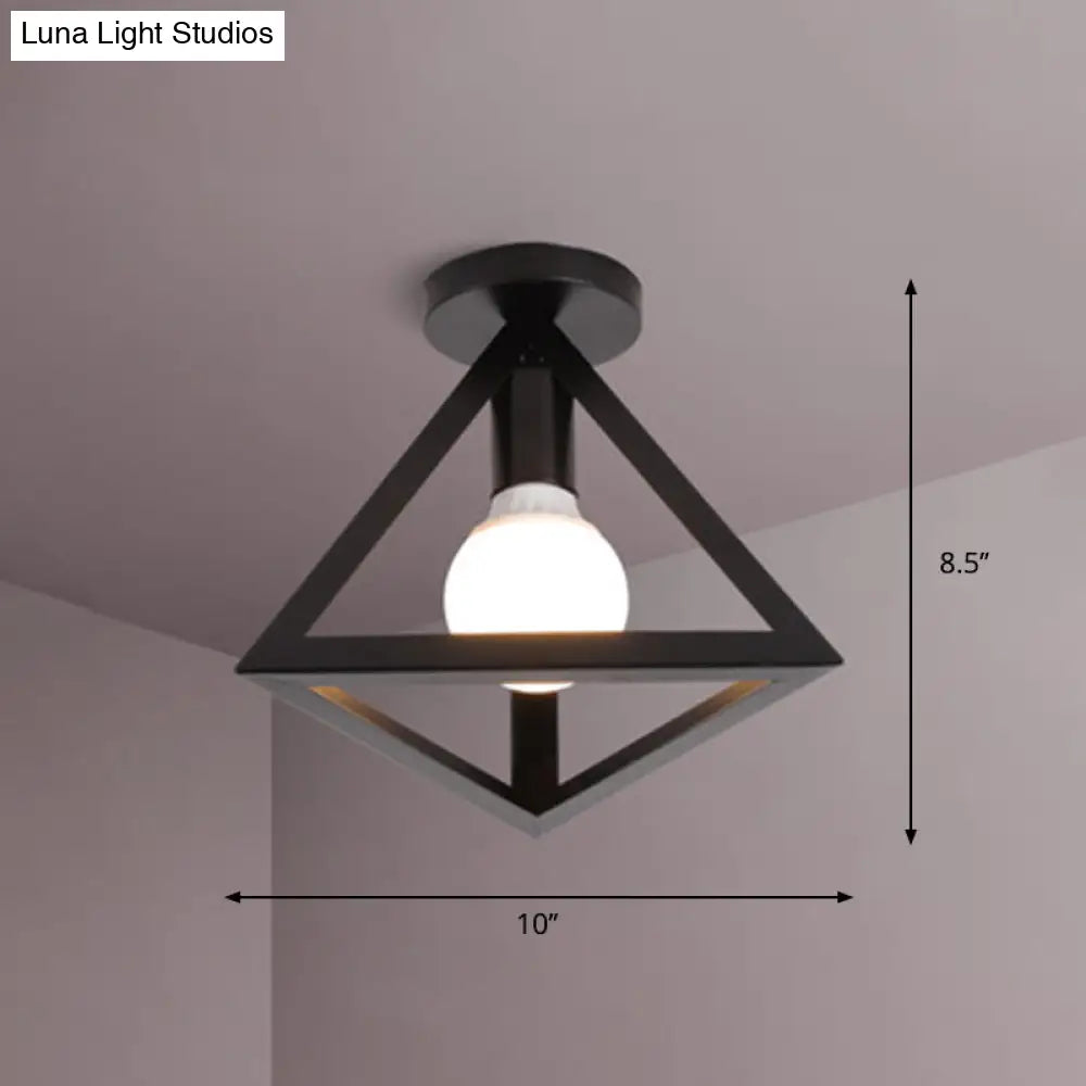 DecorBites™ DecorBites™ Industrial Metal Triangular Semi Flush Ceiling Light Fixture - 1 Head Aisle Mount