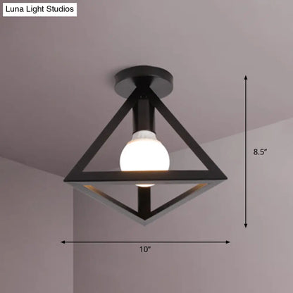 DecorBites™ DecorBites™ Industrial Metal Triangular Semi Flush Ceiling Light Fixture - 1 Head Aisle Mount