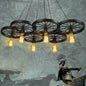 Industrial Metal Wagon Wheel Bar Pendant Lamp | Multi Hanging Light Fixture