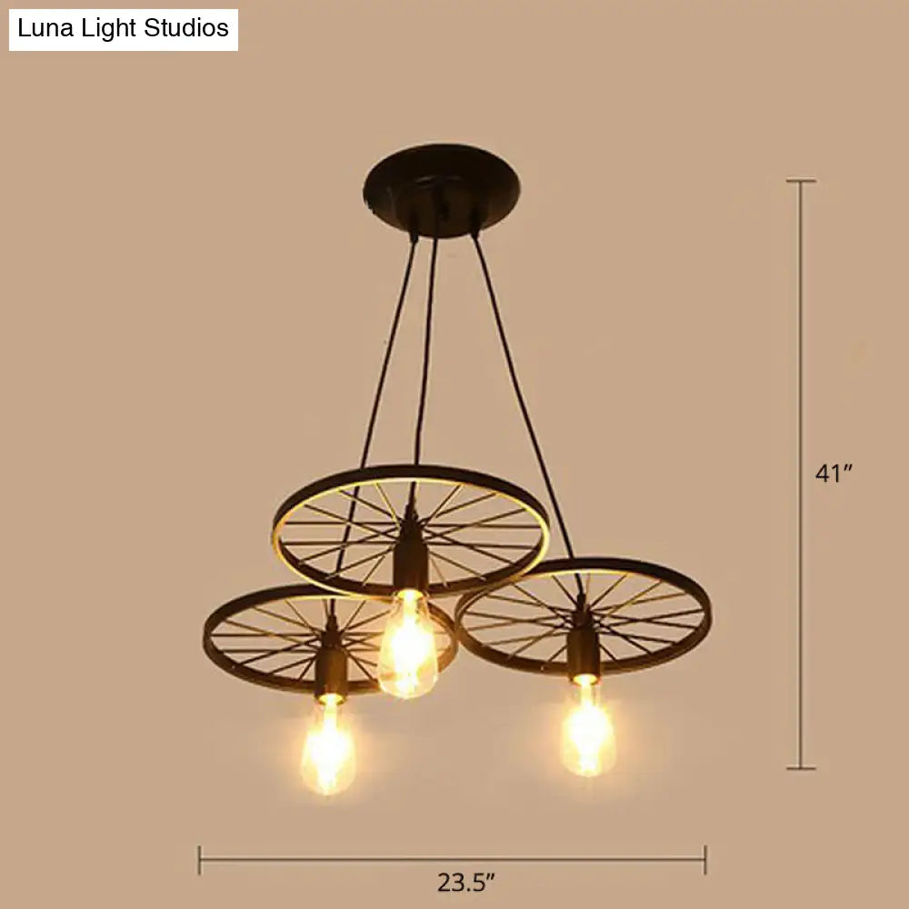 Industrial Metal Wheel Shaped Pendulum Pendant Light for Restaurants