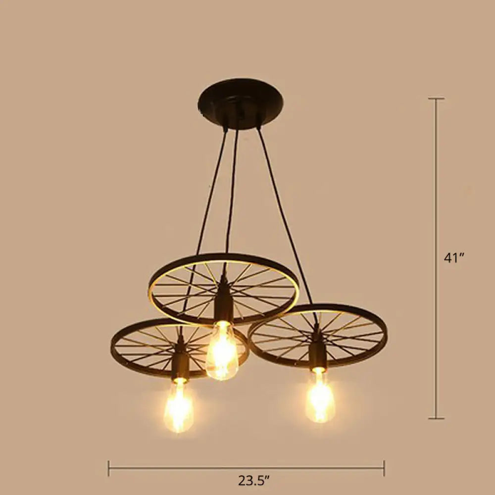 Industrial Metal Wheel Shaped Pendulum Pendant Light for Restaurants