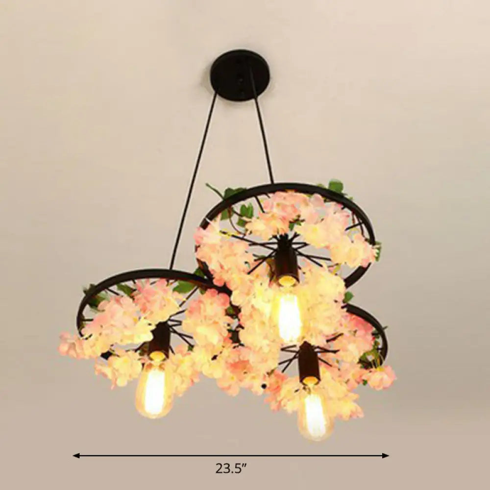 Industrial Metal Wheel Shaped Pendulum Pendant Light for Restaurants