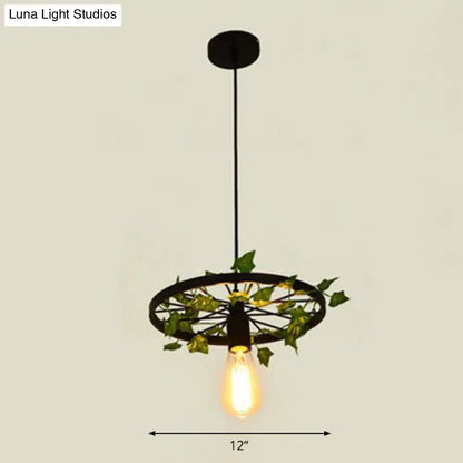 Industrial Metal Wheel Shaped Pendulum Pendant Light for Restaurants