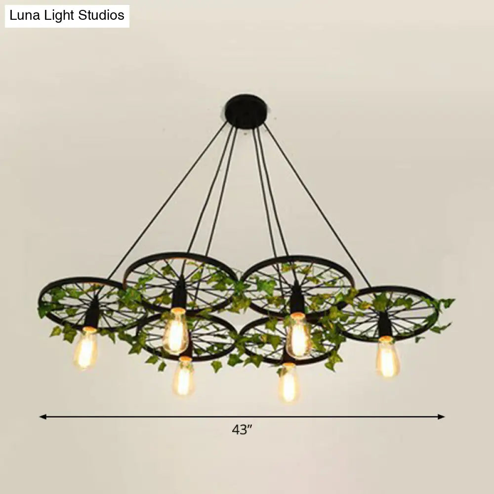 Industrial Metal Wheel Shaped Pendulum Pendant Light for Restaurants