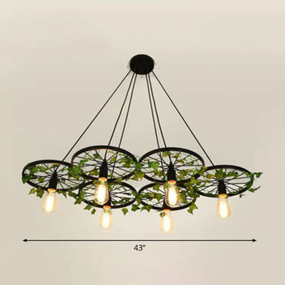 Industrial Metal Wheel Shaped Pendulum Pendant Light for Restaurants