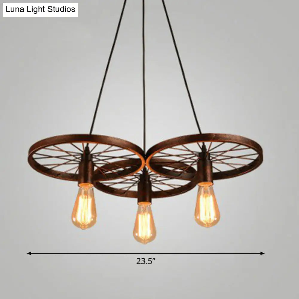 Industrial Metal Wheel Shaped Pendulum Pendant Light for Restaurants