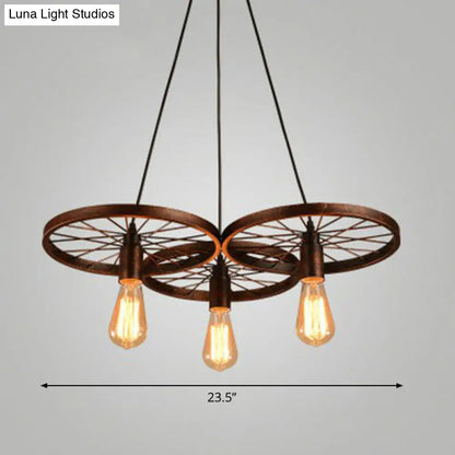 Industrial Metal Wheel Shaped Pendulum Pendant Light for Restaurants